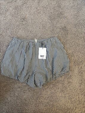 Wayf Black & White Gingham Bubble Shorts